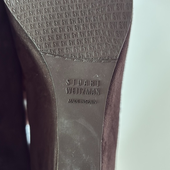 Stuart Weitzman Arise Suede Loafer Wedge Shoes Brown Neutral Minimalist Size 8.5 - Picture 2 of 13